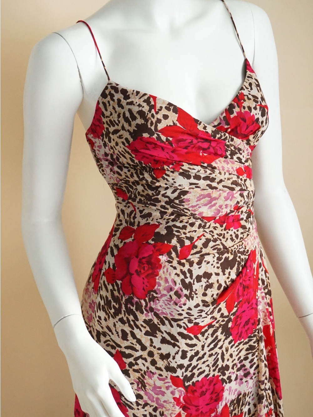 Dusk Y2K Animal Print Floral Maxi Pleated Slip Dress